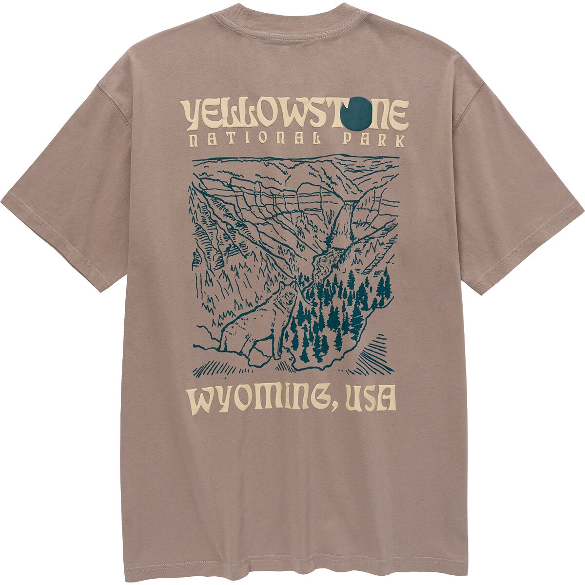 Image of Parks Project Yellowstone Puff Print Pocket T-Shirt Mushroom Grey, L