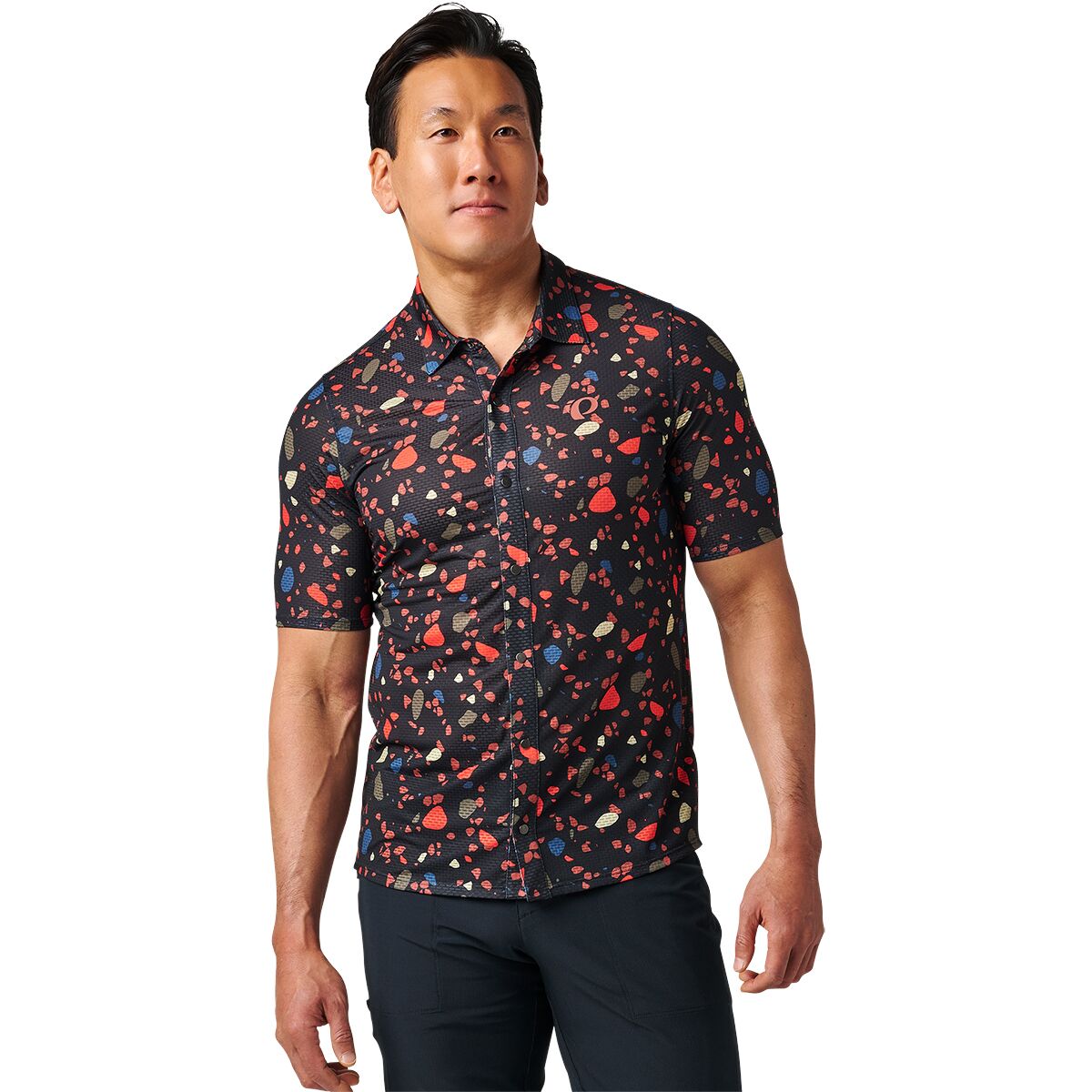 Image of PEARL iZUMi Canyon Tech Snap Short Sleeve - Men's Black Multi Terrazzo, XL