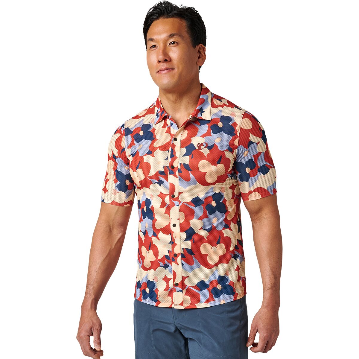 Image of PEARL iZUMi Canyon Tech Snap Short Sleeve - Men's Chili Fleurish, M
