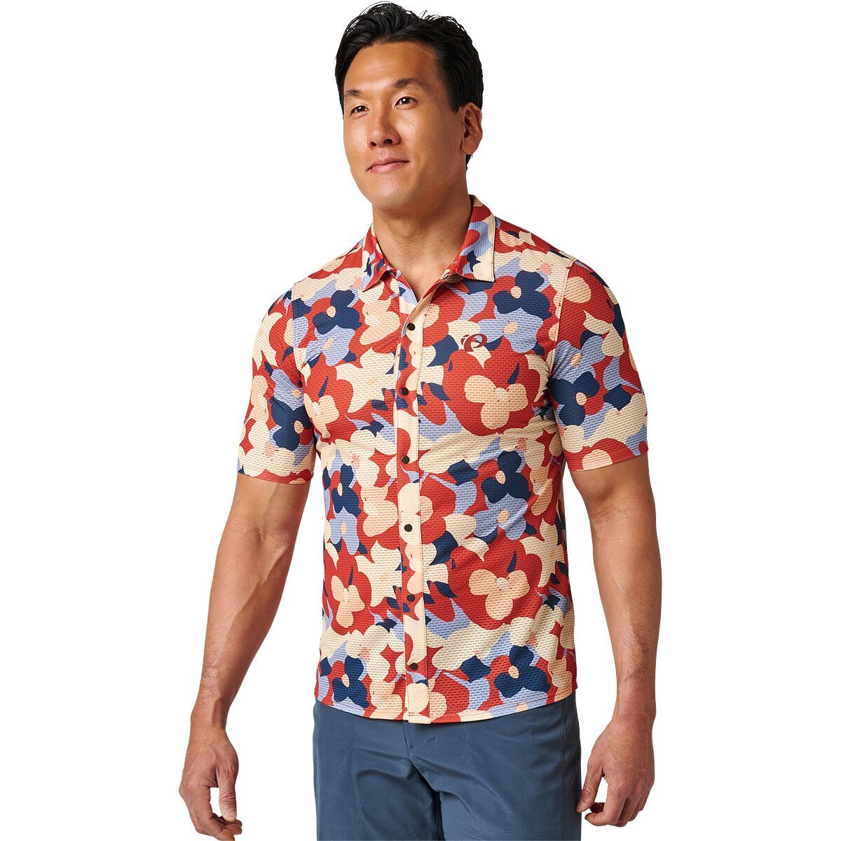 Image of PEARL iZUMi Canyon Tech Snap Short Sleeve - Men's Chili Fleurish, L