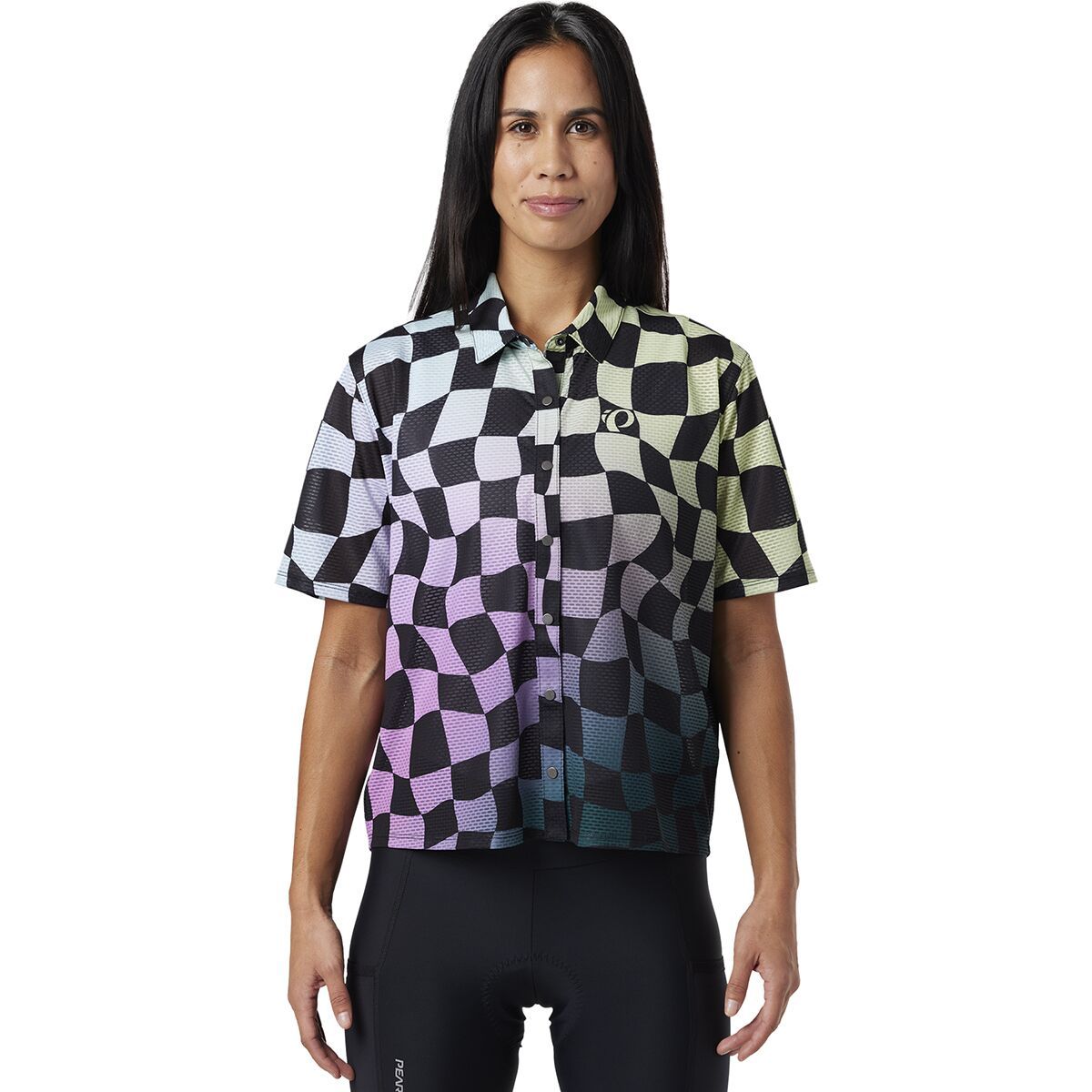 Image of PEARL iZUMi Canyon Tech Snap Jersey - Women's Smoky Grape Checkerboard, M