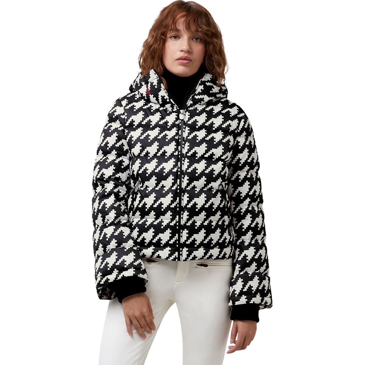 black msgd ski houndstooth printed jacket