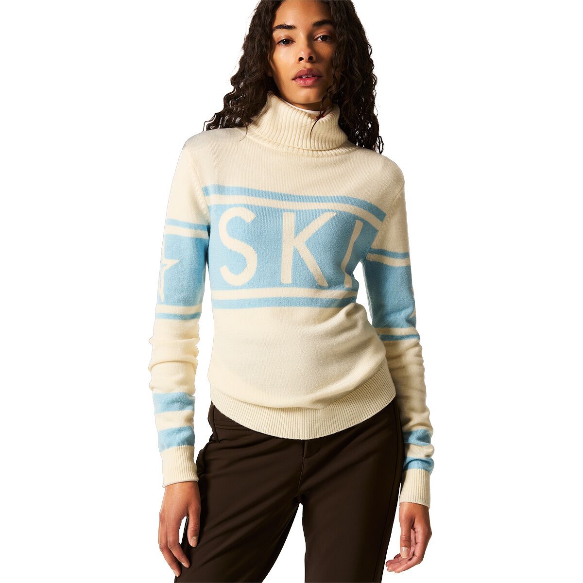 Image of Perfect Moment Schild Sweater - Women's Snow White/Lt. Blue, L