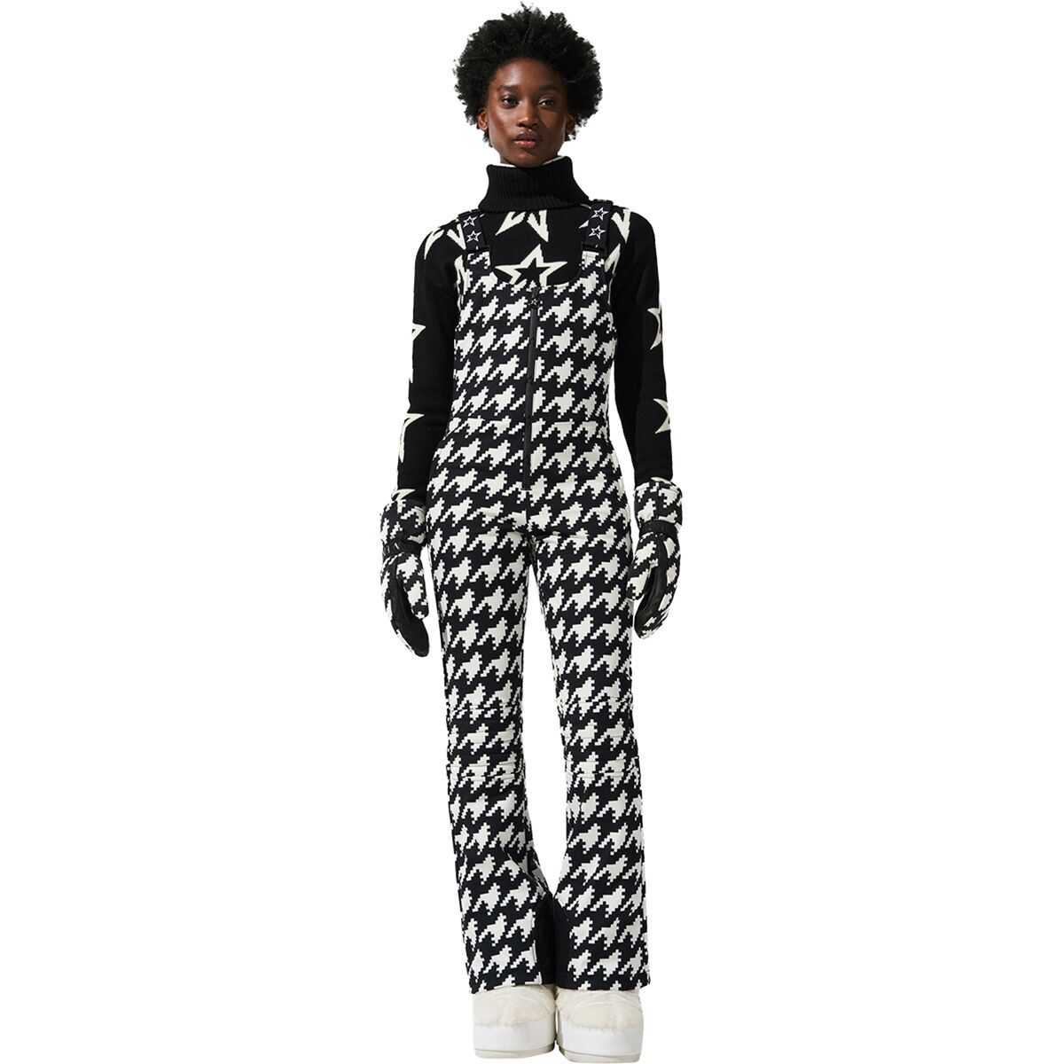 Image of Perfect Moment JG Bib Ski Pant - Women's Houndstooth - Black/Snow White, M