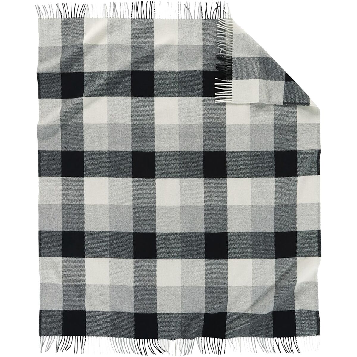 Pendleton Eco-Wise Wool Washable Fringe Throw Blanket Black/Ivory, One Size