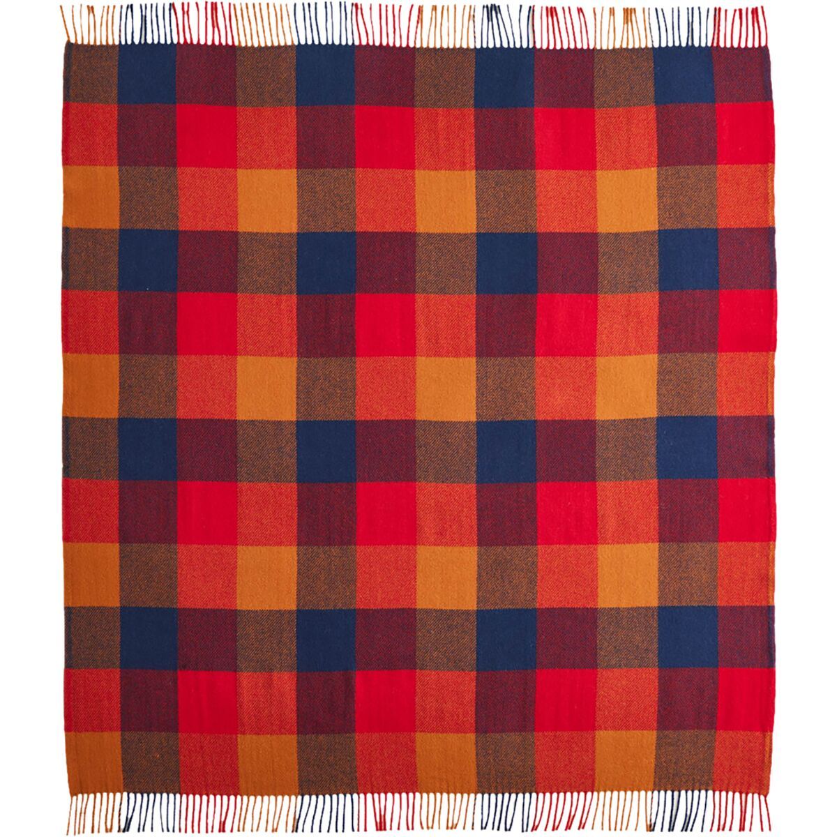Image of Pendleton Eco-Wise Wool Washable Fringe Throw Blanket Copper/Red, One Size