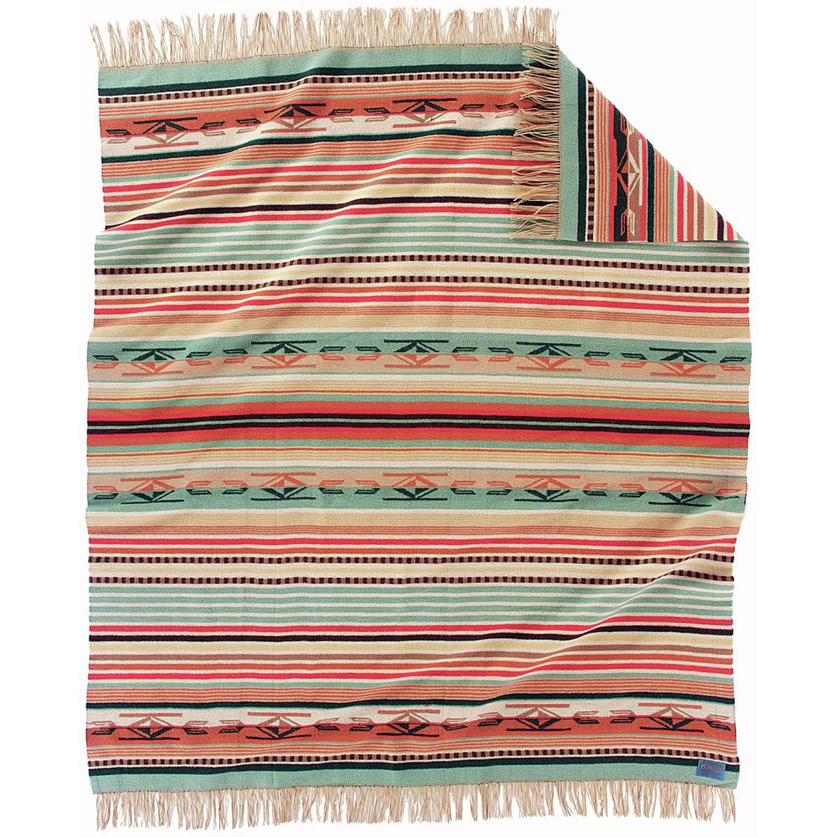Image of Pendleton Fringed Jacquard Throw Chimayo Coral, One Size