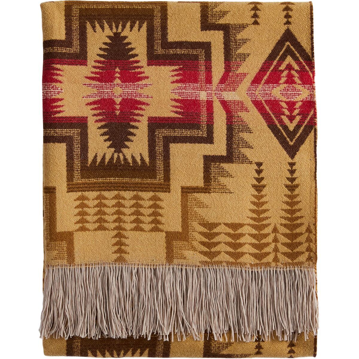 Image of Pendleton Fringed Jacquard Throw Harding Star Bronze, Throw