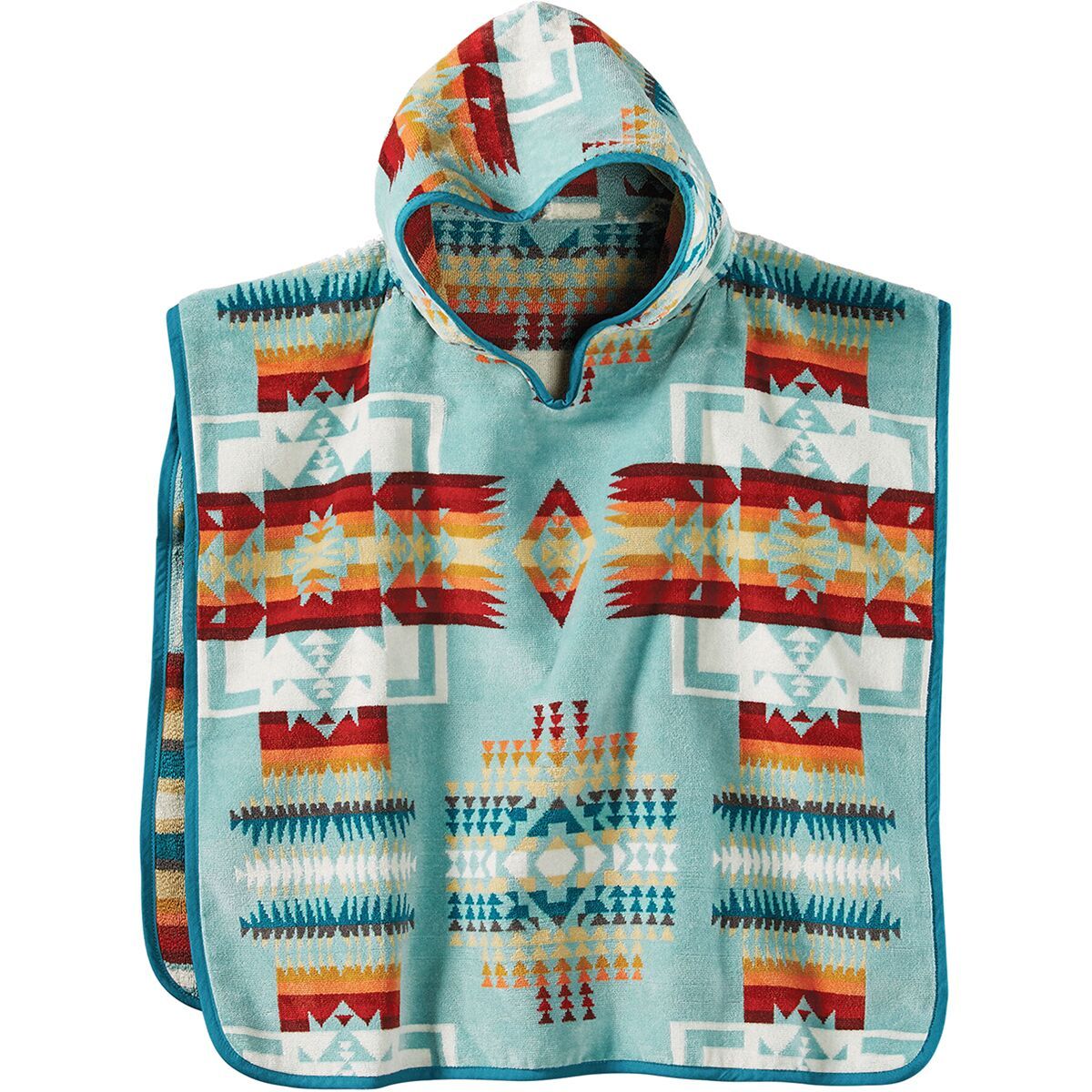 Image of Pendleton Jaquard Hooded Towel - Kids' Chief Joseph Aqua, One Size
