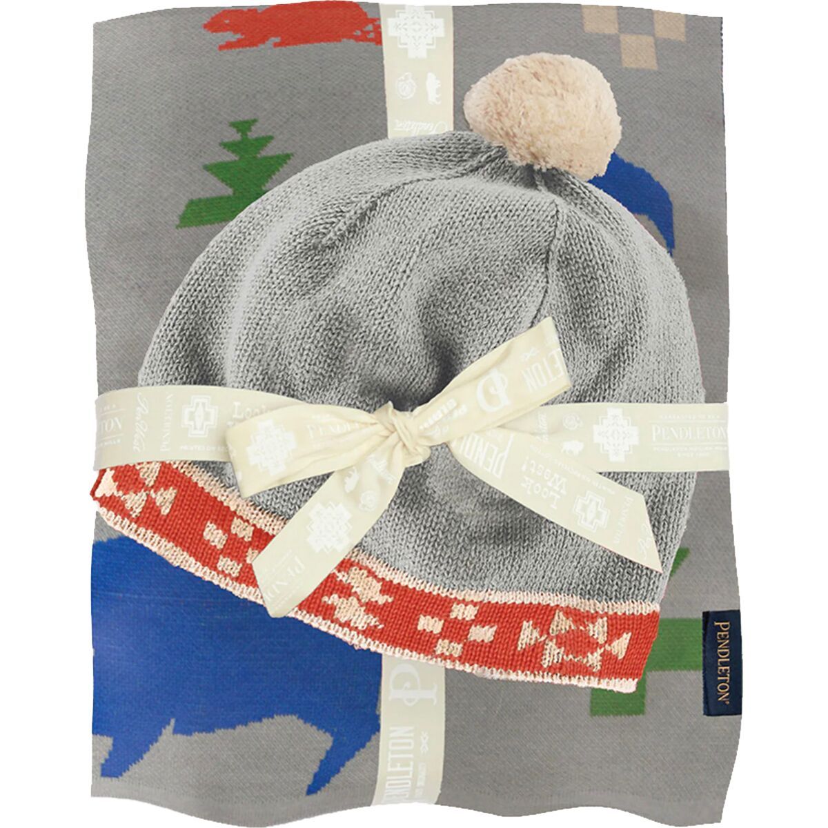 Image of Pendleton Knit Baby Blanket + Beanie - Infants' Shared Paths Grey Mix, One Size
