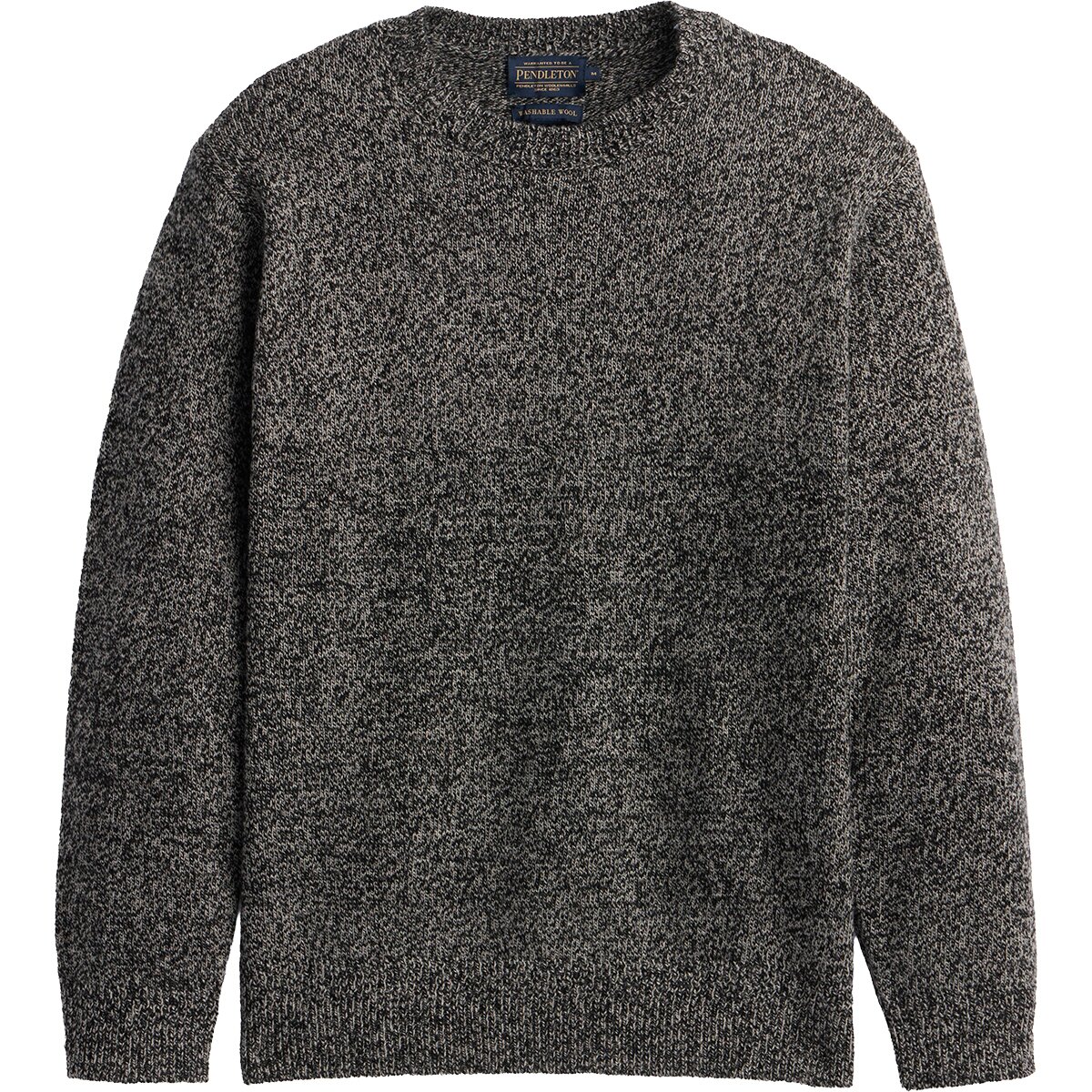 Image of Pendleton Shetland Crew Sweater - Men's Black/Wheat Heather, L