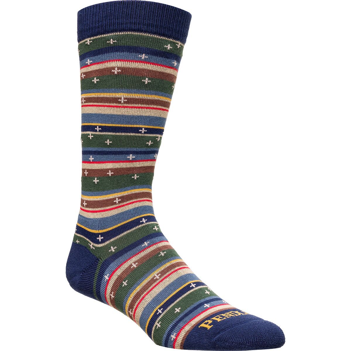 Image of Pendleton Cotton Blends Crew Sock Bridger Stripes/Blue, L