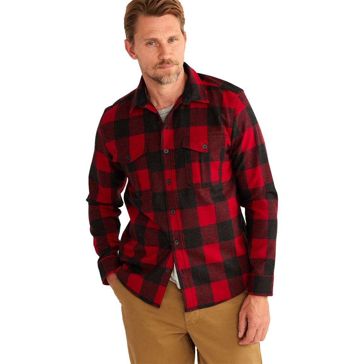 Image of Pendleton Scout Shirt - Men's Red/Oxford Buffalo Check, M