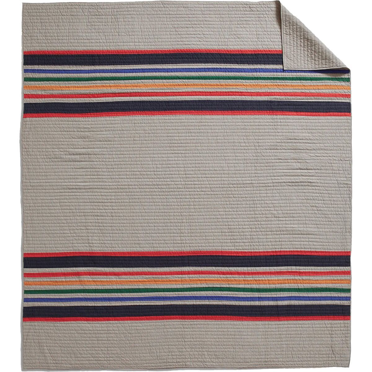 Image of Pendleton Cotton Queen Quilt + 2 Standard Shams Yellowstone Stripe/Fawn, One Size