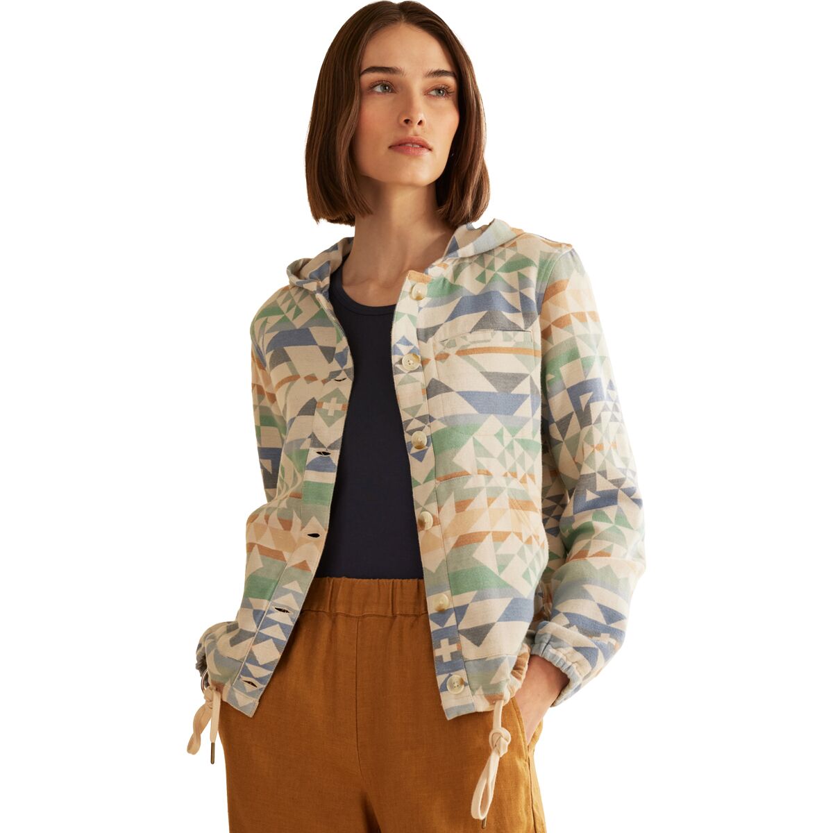Pendleton Button Front Beach Hoodie Women s Clothing