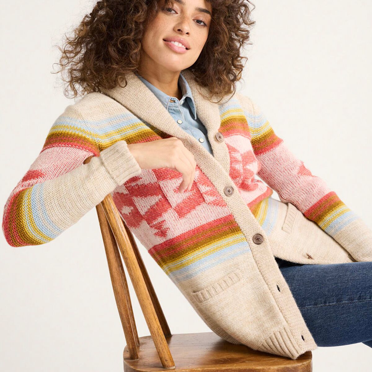 売れ筋商品|||ペンドルトン ニット&セーター アウター レディース Heritage Shetland Cardigan - Women's Tan/Orange Multi Pendleton Heritage Shetland Cardigan - Women's - Clothing