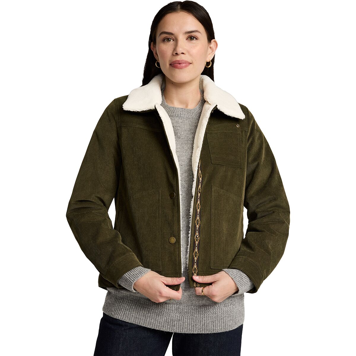 Image of Pendleton Wind River Corduroy Trucker - Women's Dark Olive, XL