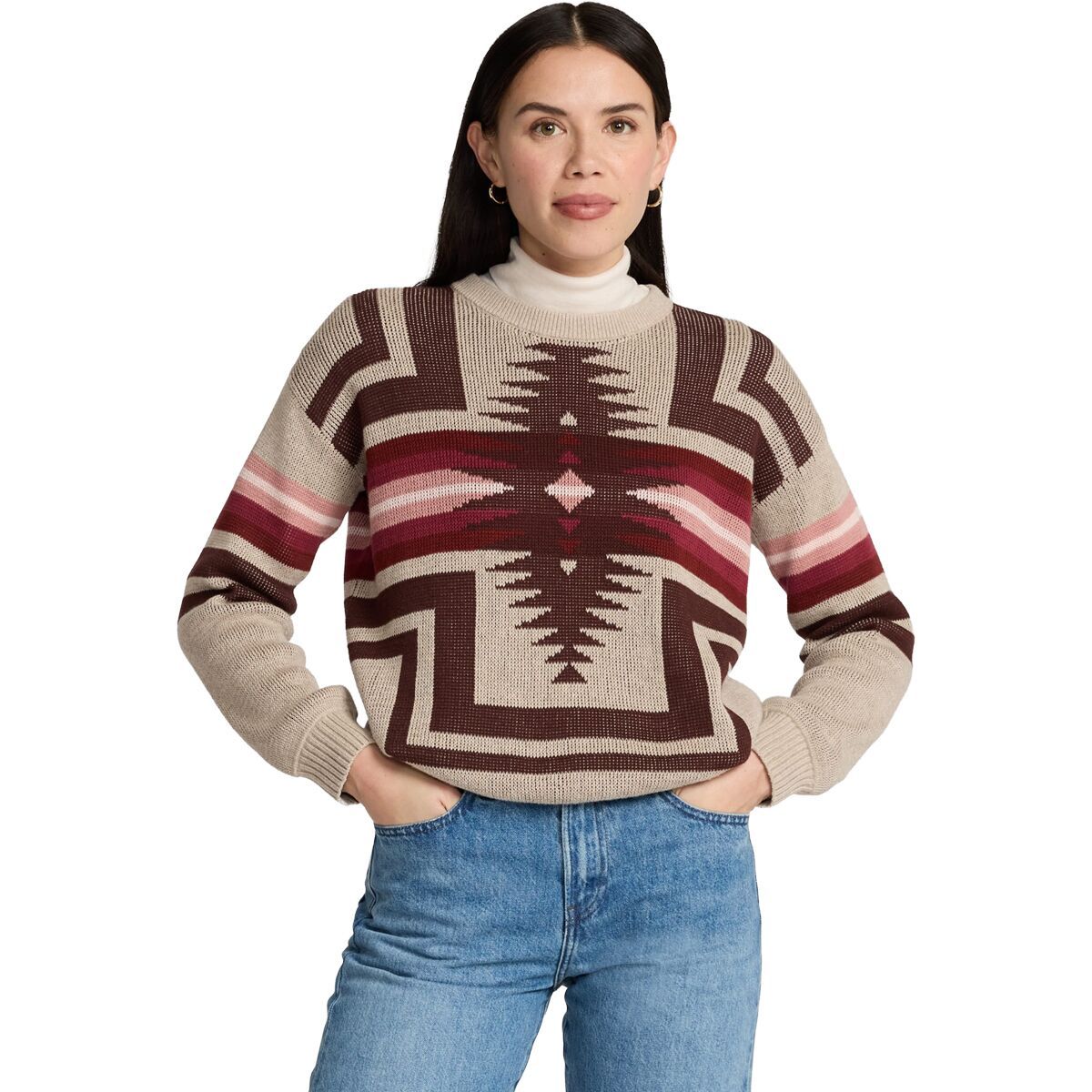 Image of Pendleton Montera Cotton Pullover - Women's Taupe Heather, XL