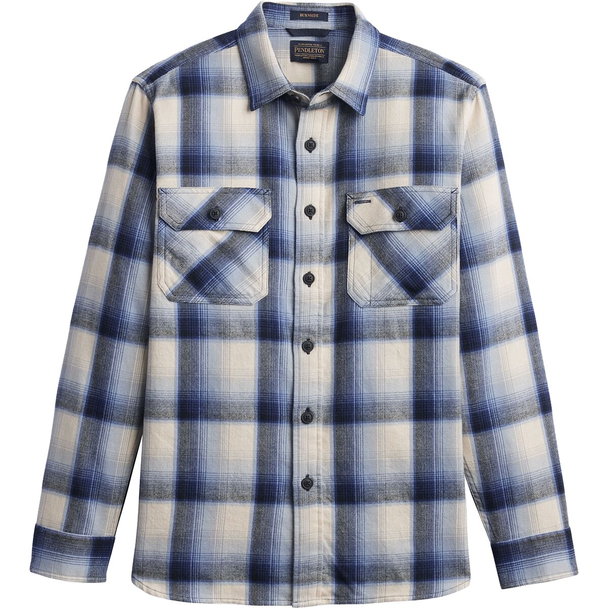 Image of Pendleton Burnside Flannel Shirt - Men's Blue/Ecru Plaid, XXL