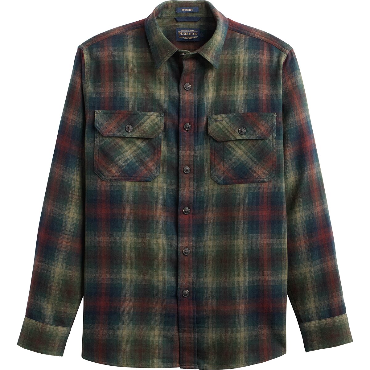 Image of Pendleton Burnside Flannel Shirt - Men's Green Multi Plaid, L