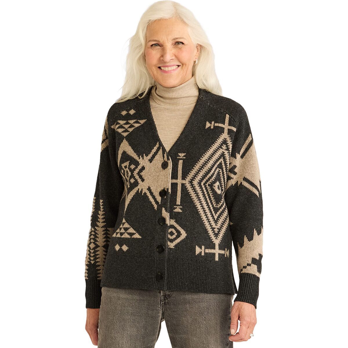 Pendleton Oversized Graphic Cardigan - Women's Vintage Tan Multi, XS
