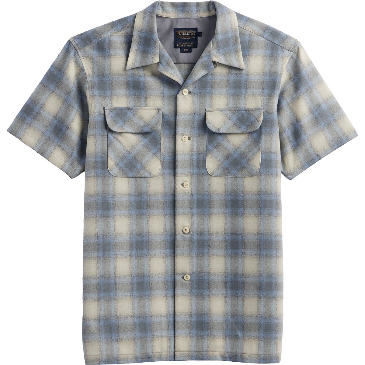 Image of Pendleton Board Short-Sleeve Shirt - Men's Tan/Blue/Grey Ombre, M