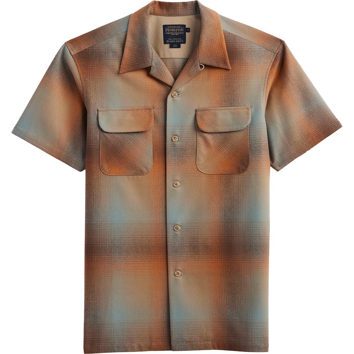Image of Pendleton Board Short-Sleeve Shirt - Men's Tan/Orange Ombre, M