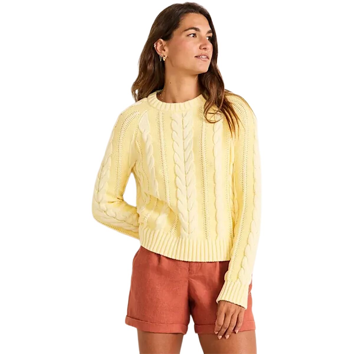 Image of Pendleton Cotton Cable Sweater - Women's Butter Yellow, M