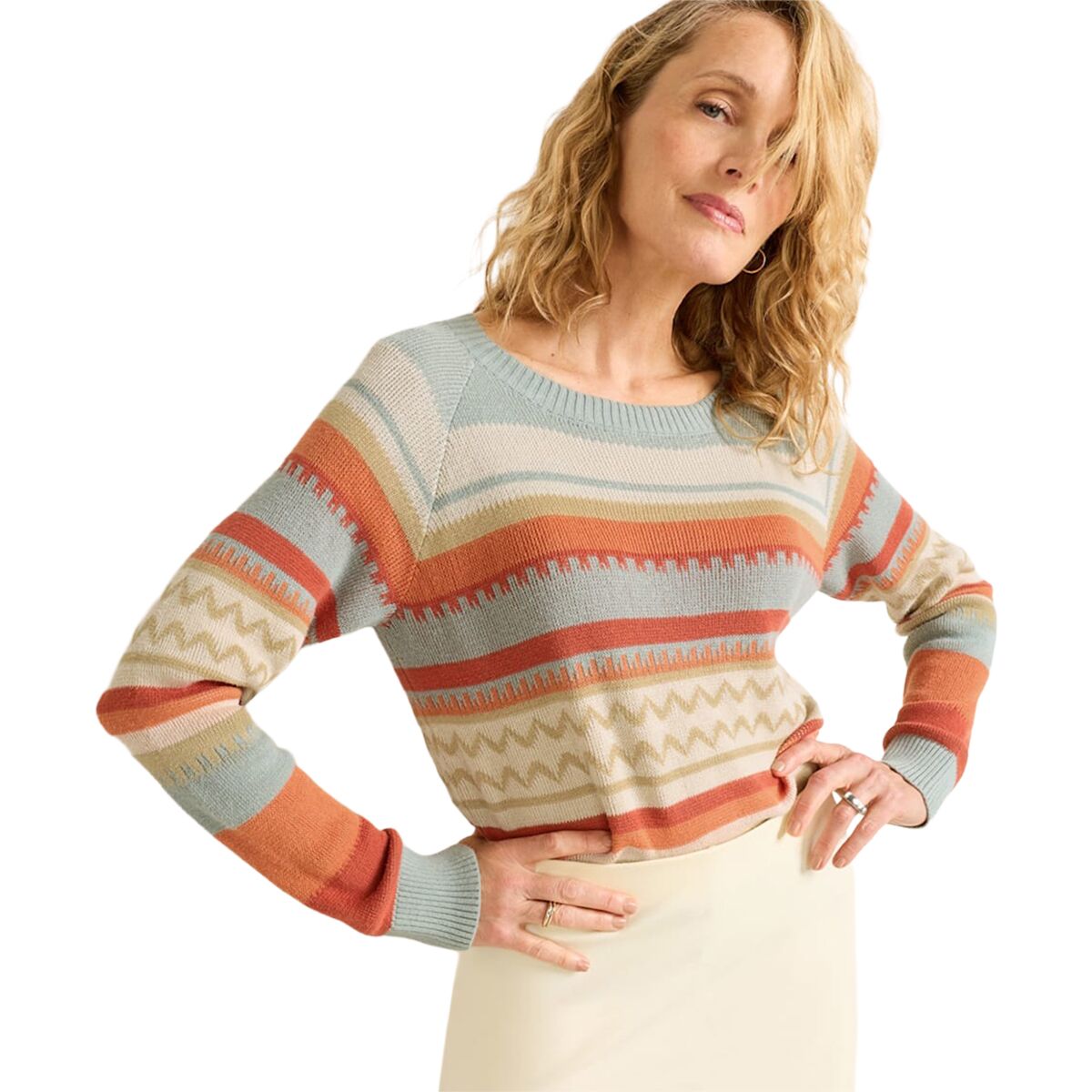 Image of Pendleton Raglan Cotton Sweater - Women's Rust/Blue Multi, M