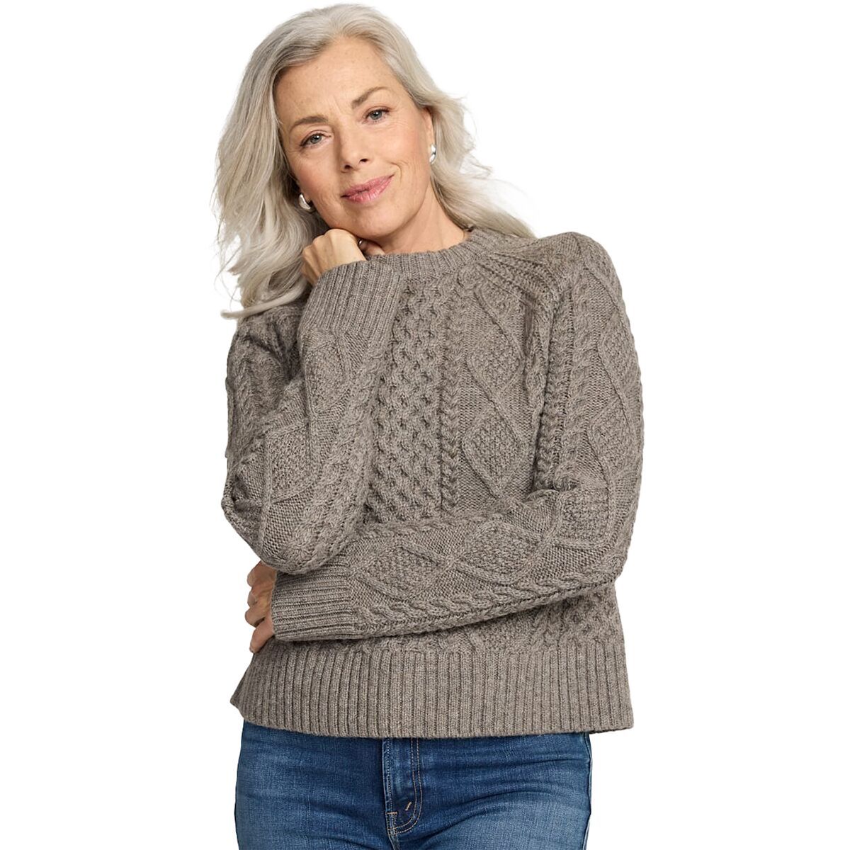 Pendleton Fisherman Sweater - Women's Stone Heather, S