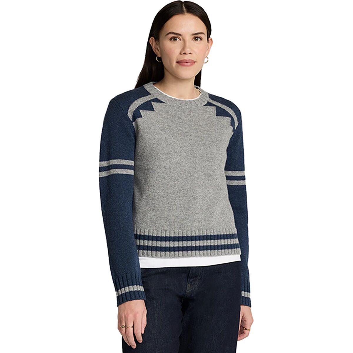 Pendleton Graphic Shetland Collection Crew Sweater - Women's Grey/Blue Heather, M