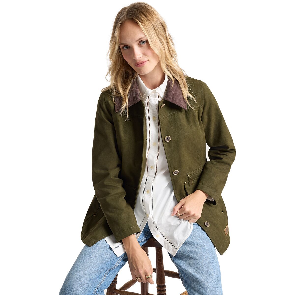 Image of Pendleton Judith Corduroy Collar Field Coat - Women's Dark Olive, S