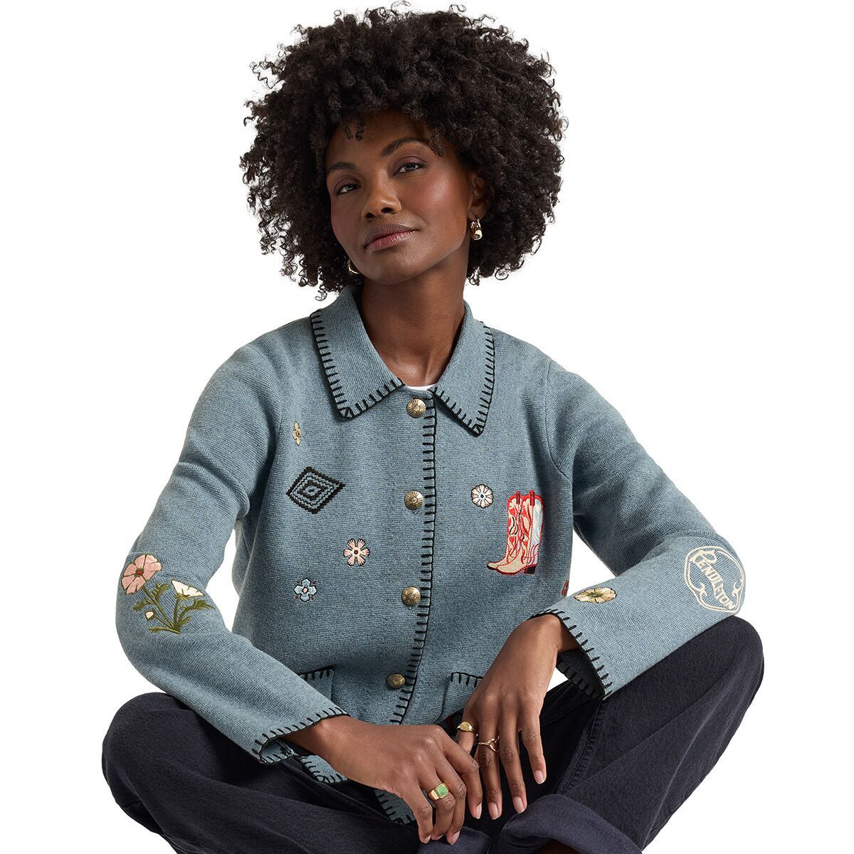Image of Pendleton Pendleton Souvenir Cardigan - Women's Denim Heather, M