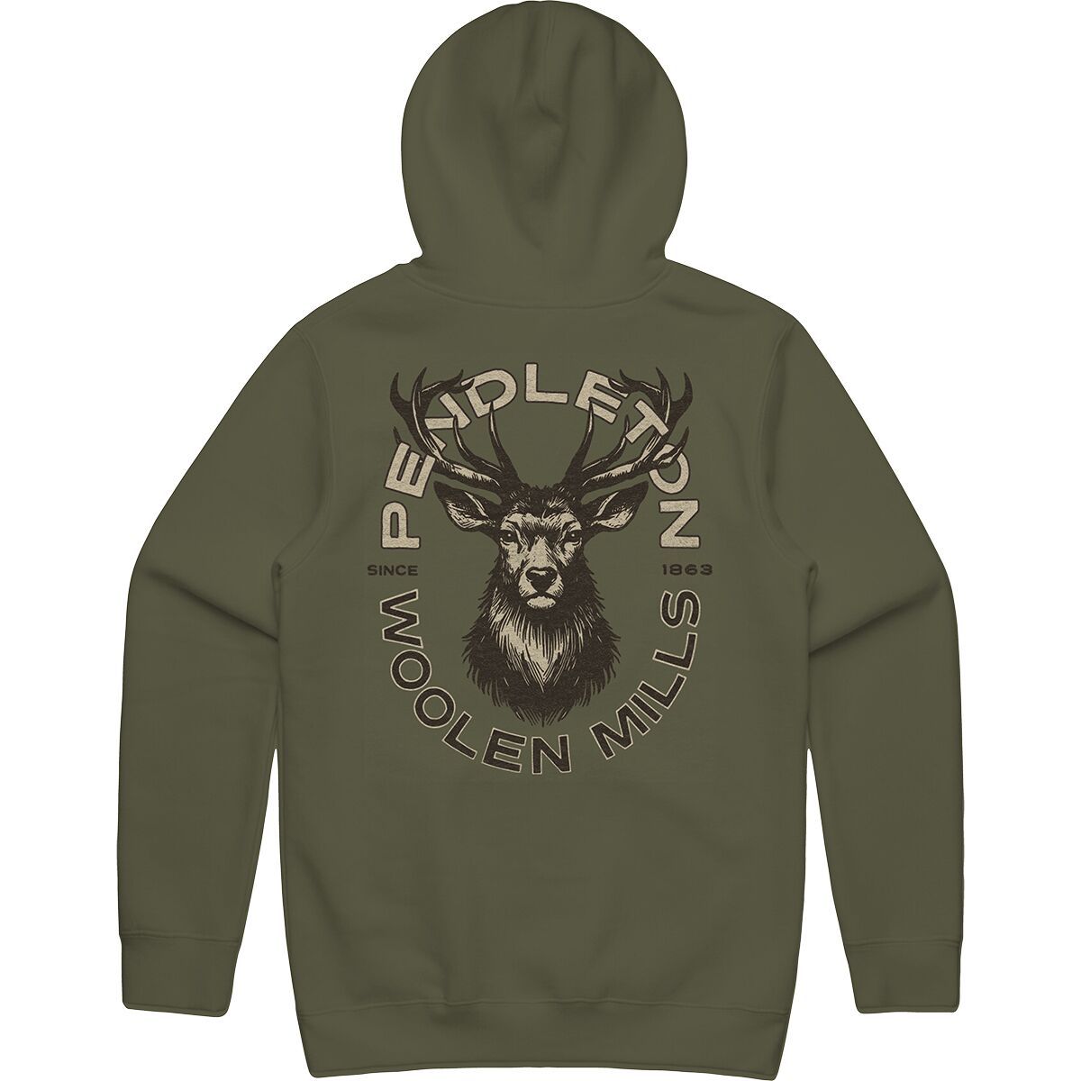 Image of Pendleton Stag Graphic Hoodie - Men's Military Green/Black, M