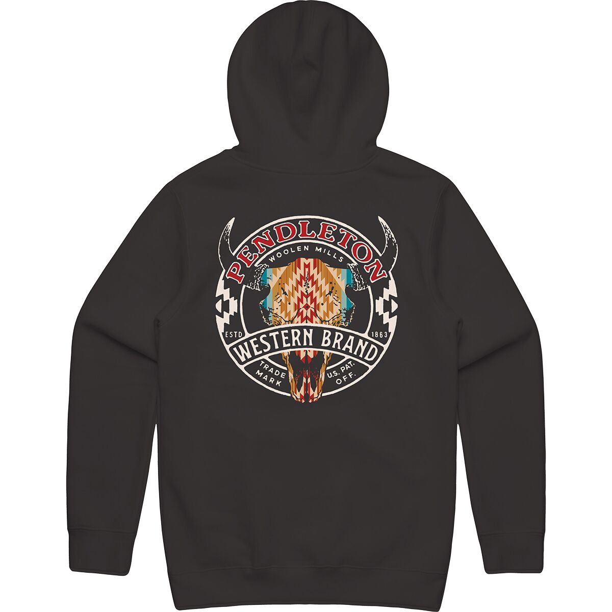 Image of Pendleton Western Brand Logo Graphic Hoodie - Men's Vintage Black/Multi, M