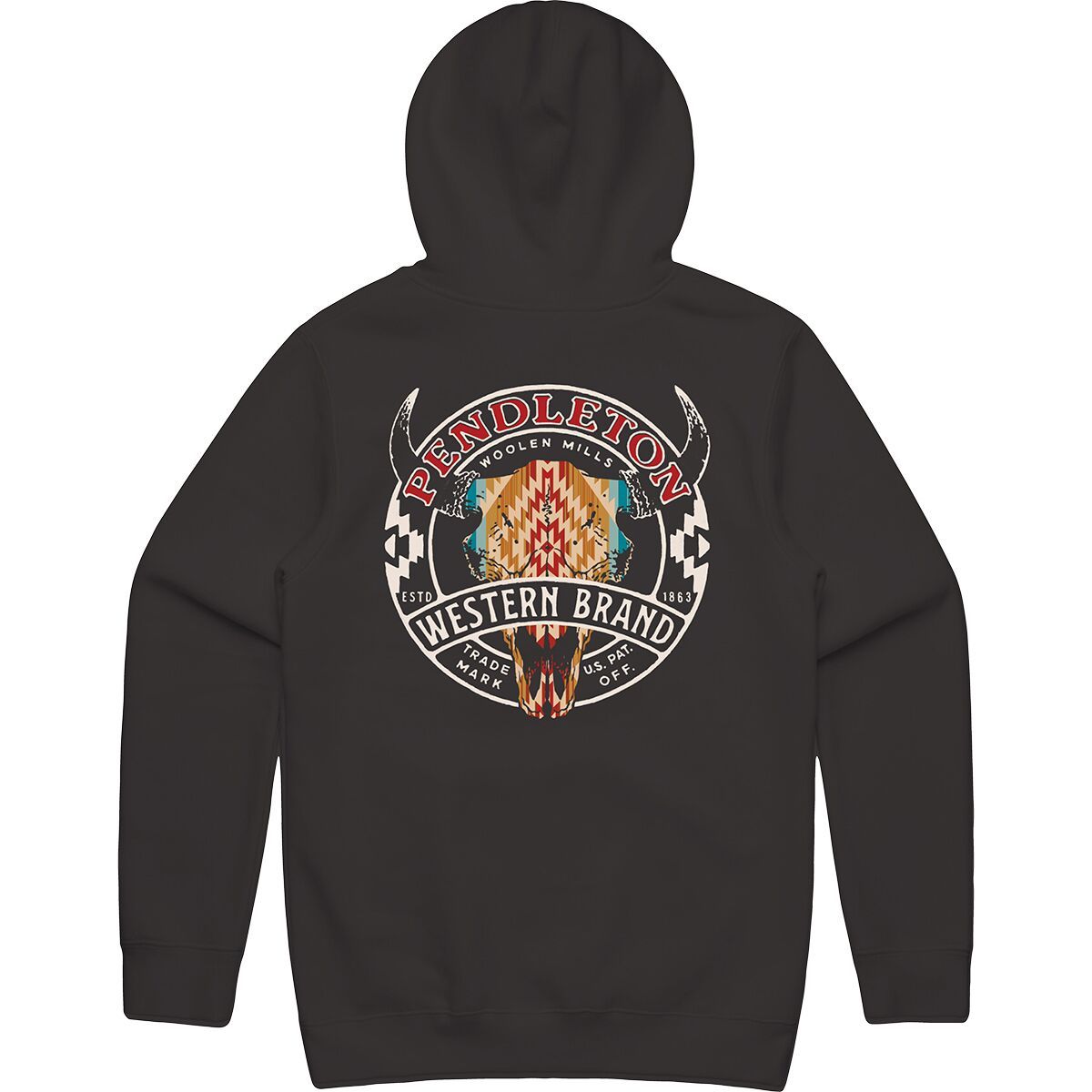 Image of Pendleton Western Brand Logo Graphic Hoodie - Men's Vintage Black/Multi, M