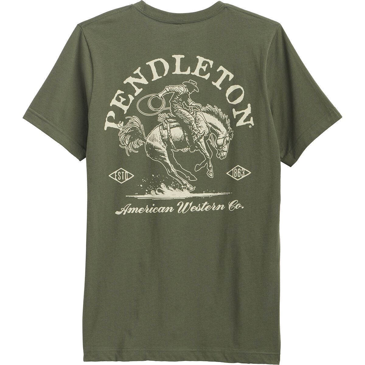 Image of Pendleton American Western Graphic T-Shirt - Men's Olive/Ivory, XL