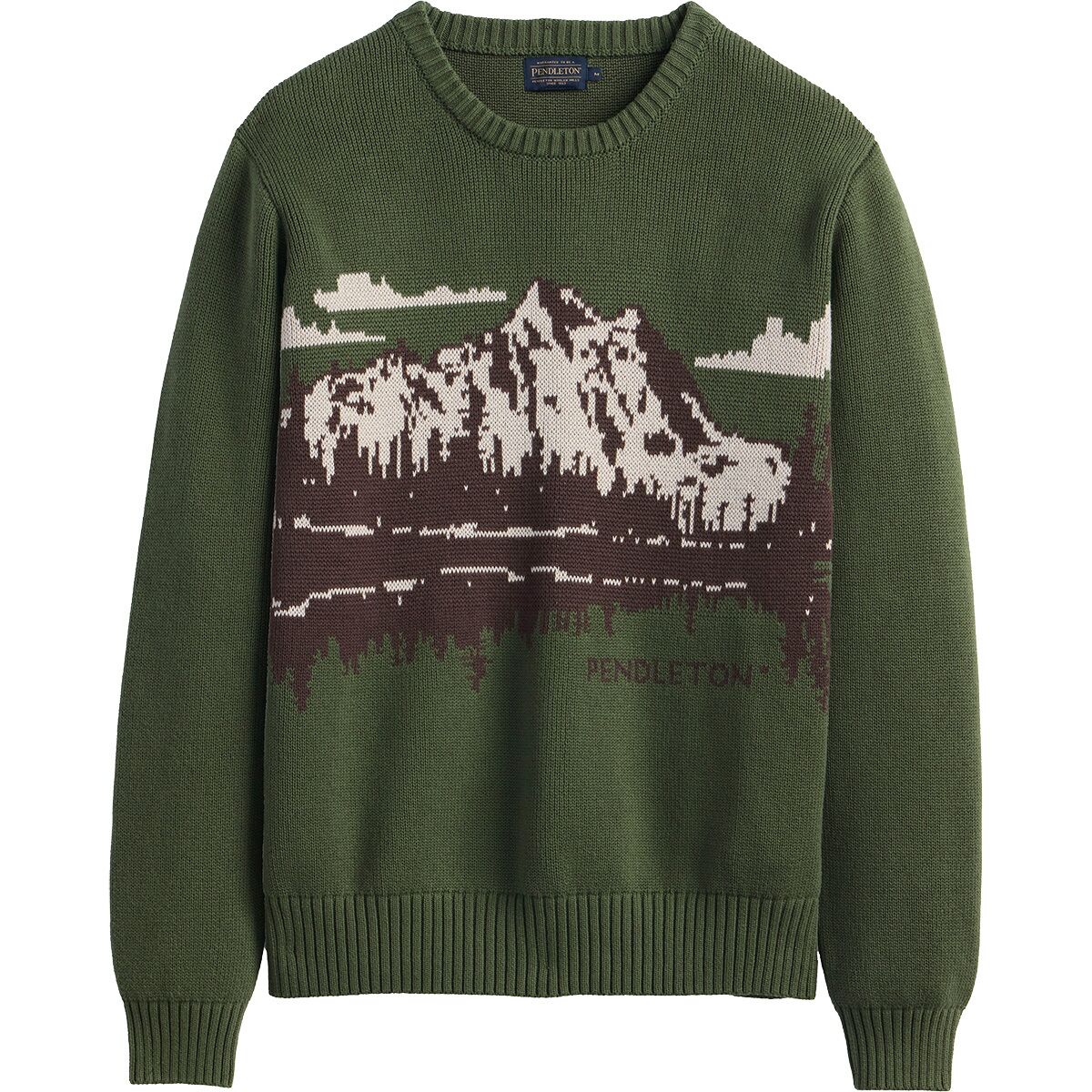 Image of Pendleton Lake Crew Sweater Green/Brown, S