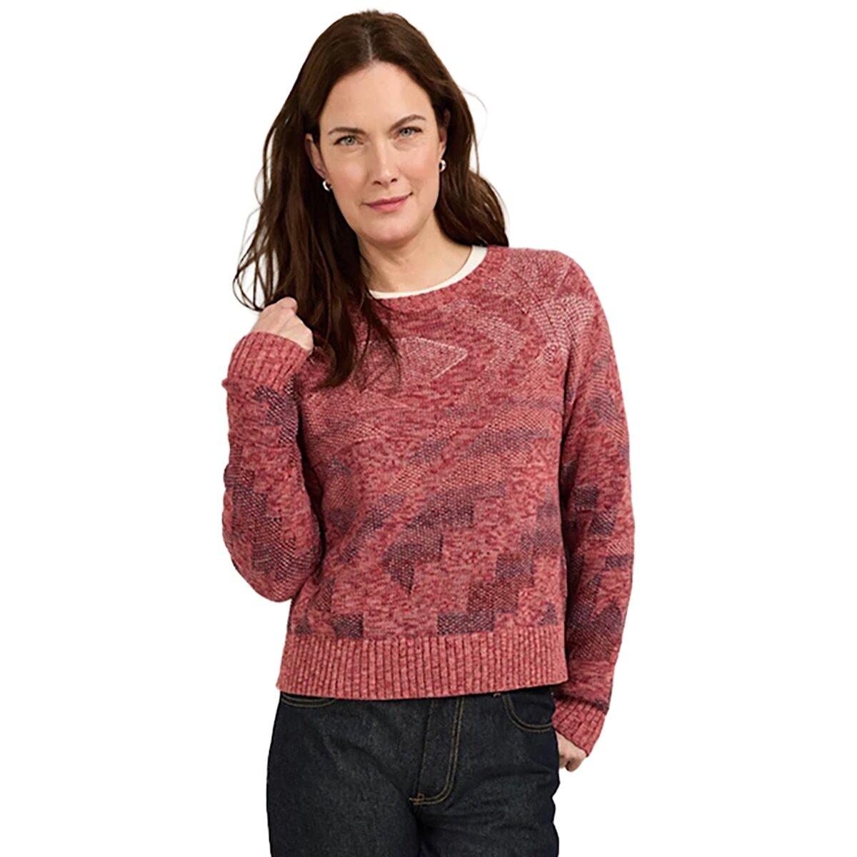 Image of Pendleton Raglan Cotton Sweater - Women's Dark Rose Mix, S