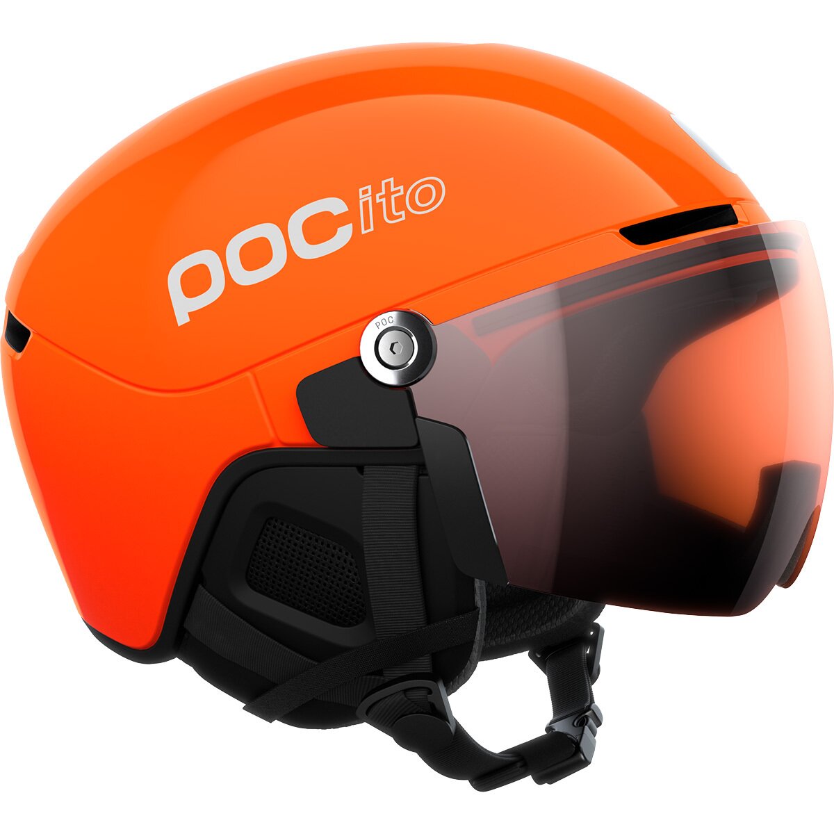 Image of POC POCito Obex Visor Helmet - Kids' Fluorescent Orange/Clarity/Partlysunny, M/L
