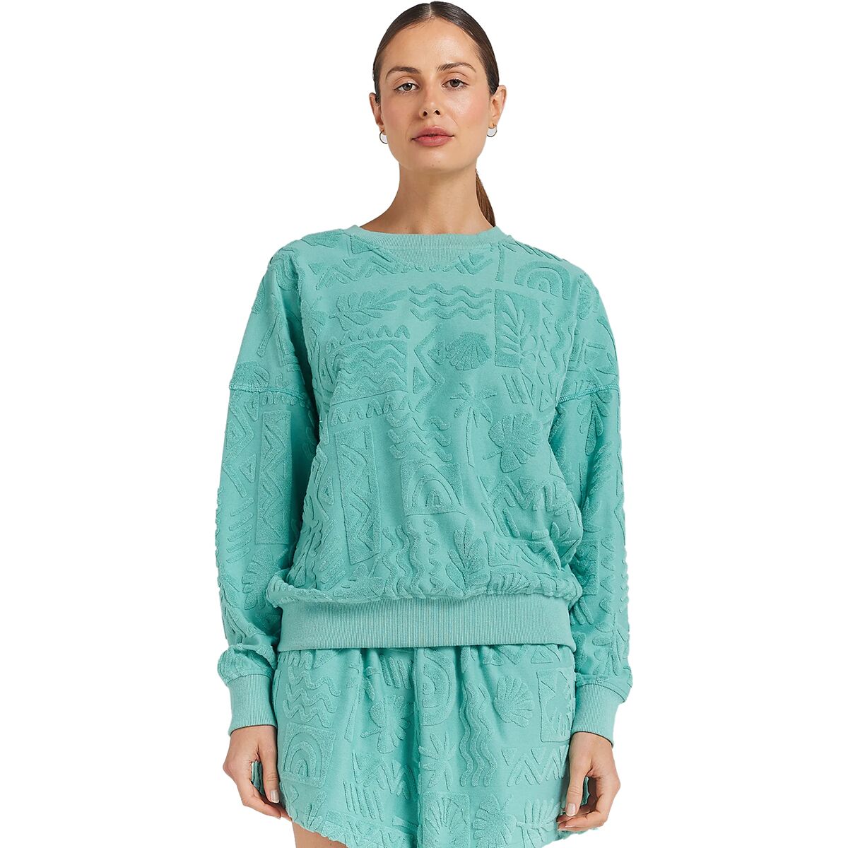 Image of Poolside Paradiso Mai Tai Crew Sweatshirt - Women's Jade, S/8