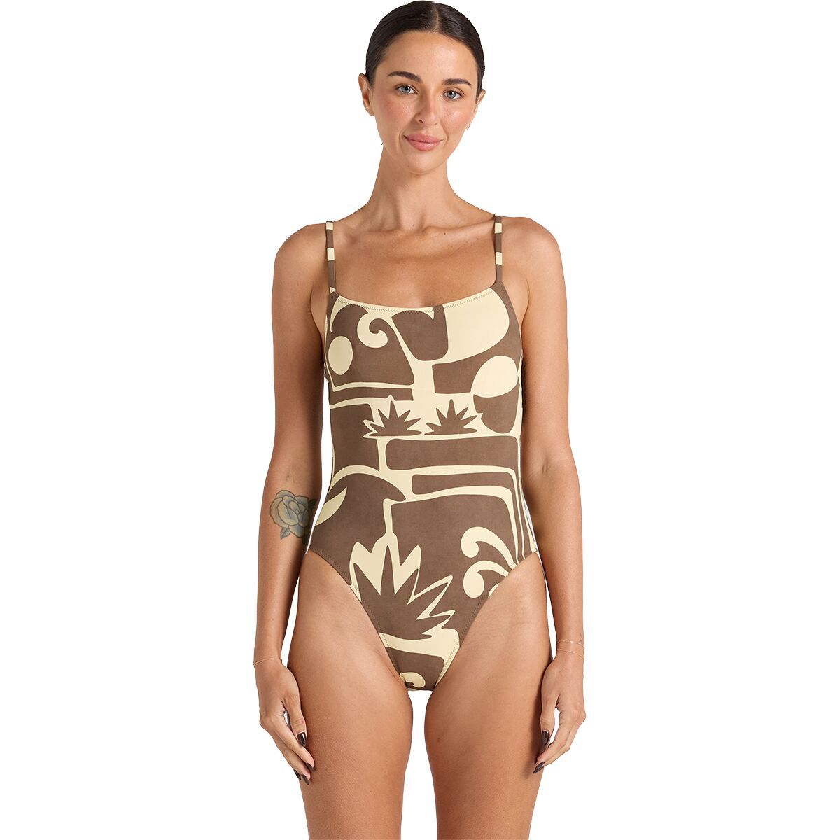 Image of Poolside Paradiso Beachcomber Singlet One-Piece Swim Suit - Women's Banana, XL/14