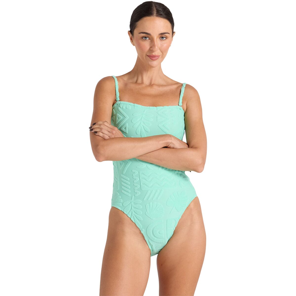 Image of Poolside Paradiso Mai Tai Bandeau One-Piece Swim Suit - Women's Mint, M/10