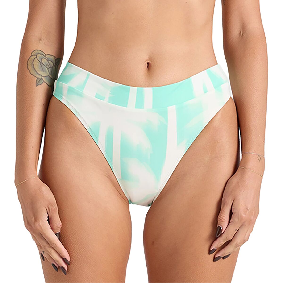 Image of Poolside Paradiso Palms High Cut Band Bikini Bottom - Women's Mint, M/10