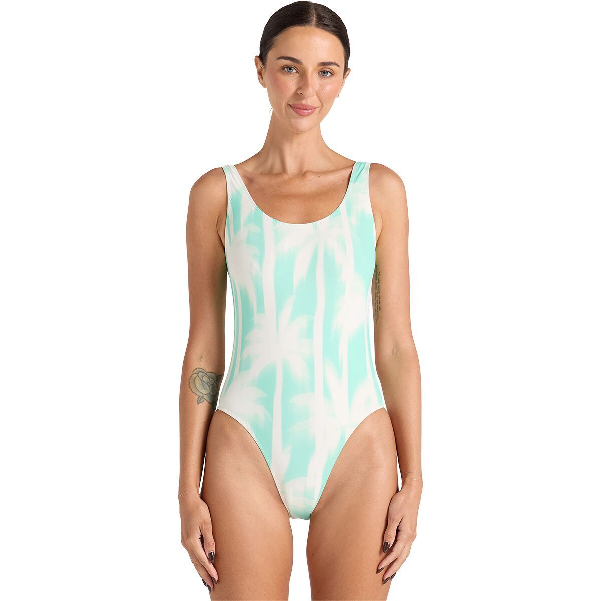 Image of Poolside Paradiso Palms Scoop One-Piece Swim Suit - Women's Mint, M/10