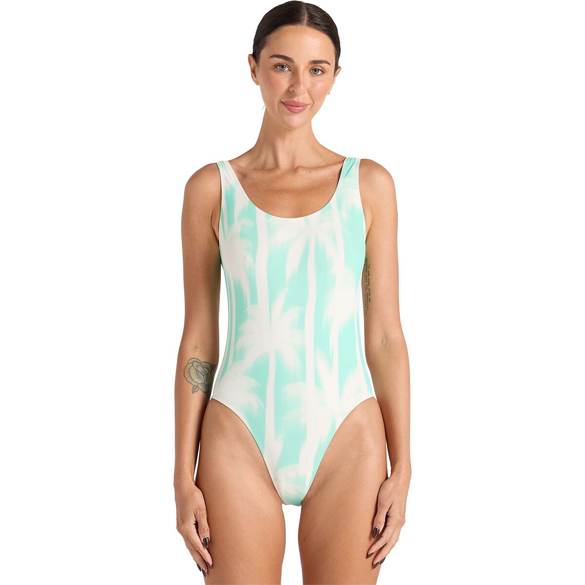 Image of Poolside Paradiso Palms Scoop One-Piece Swim Suit - Women's Mint, XL/14