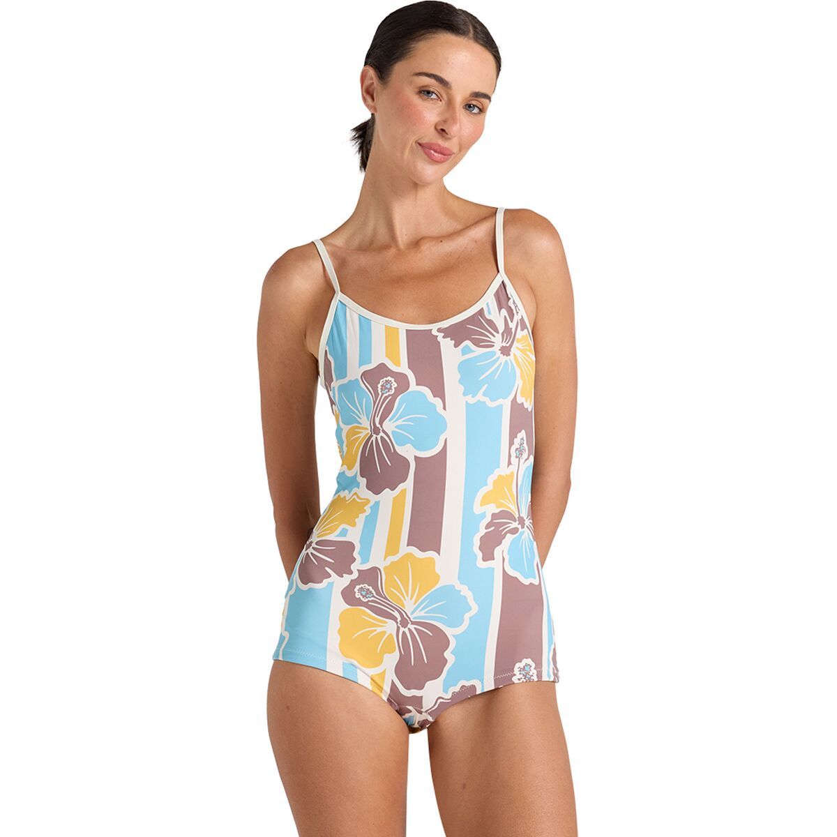 Image of Poolside Paradiso Northshore Shorty One-Piece Swim Suit - Women's Hibiscus, XL/14