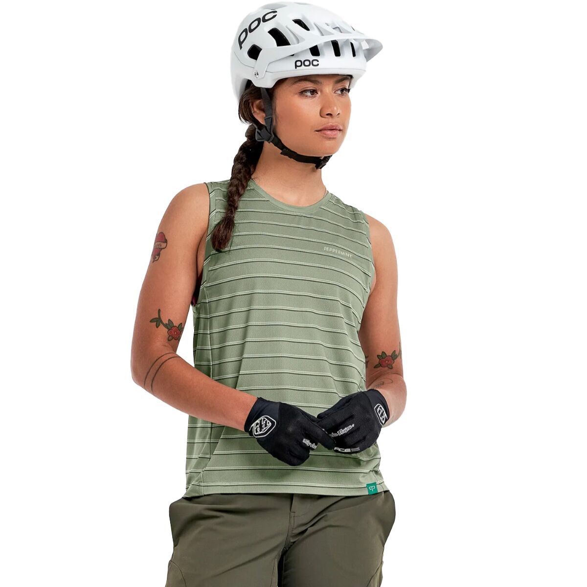 Image of Peppermint Cycling Trail Tank - Women's Stripe Rosemary, S