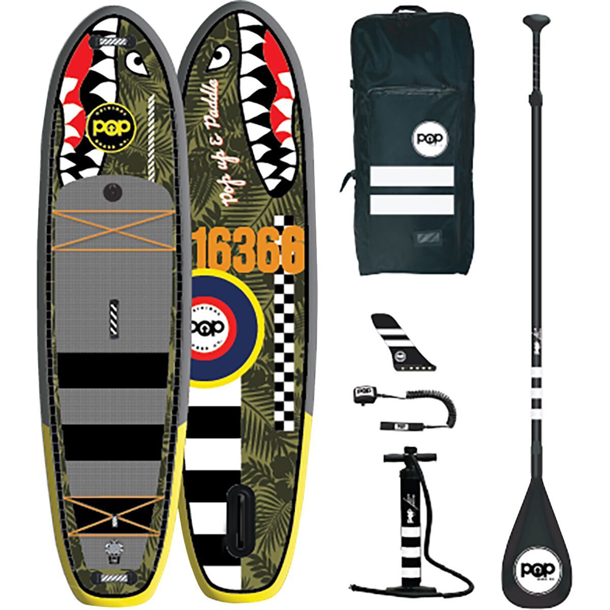 POP Board Co. El Capitan 11ft 6in Bomber Inflatable Stand-Up Paddleboard Yellow/Grey, 11ft 6in