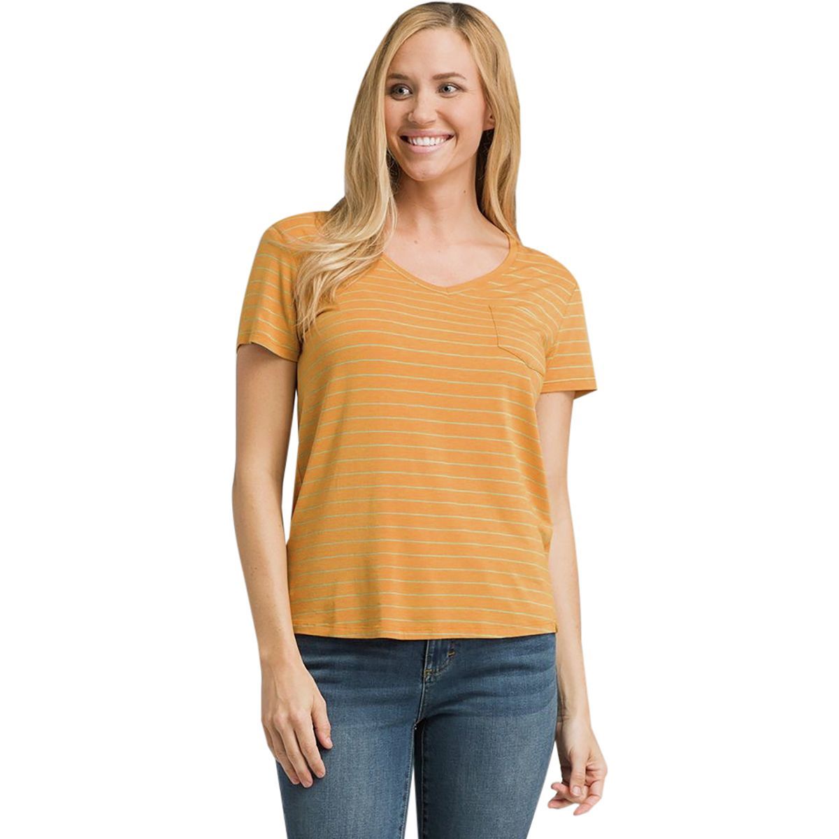 prAna Foundation Short-Sleeve Shirt - Women's Curry Heather Stripe, L